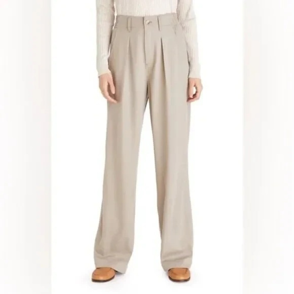 Madewell Womens Lanie‎ Pleat Front Wide Leg Trouser Pants High Rise Tan Size 10